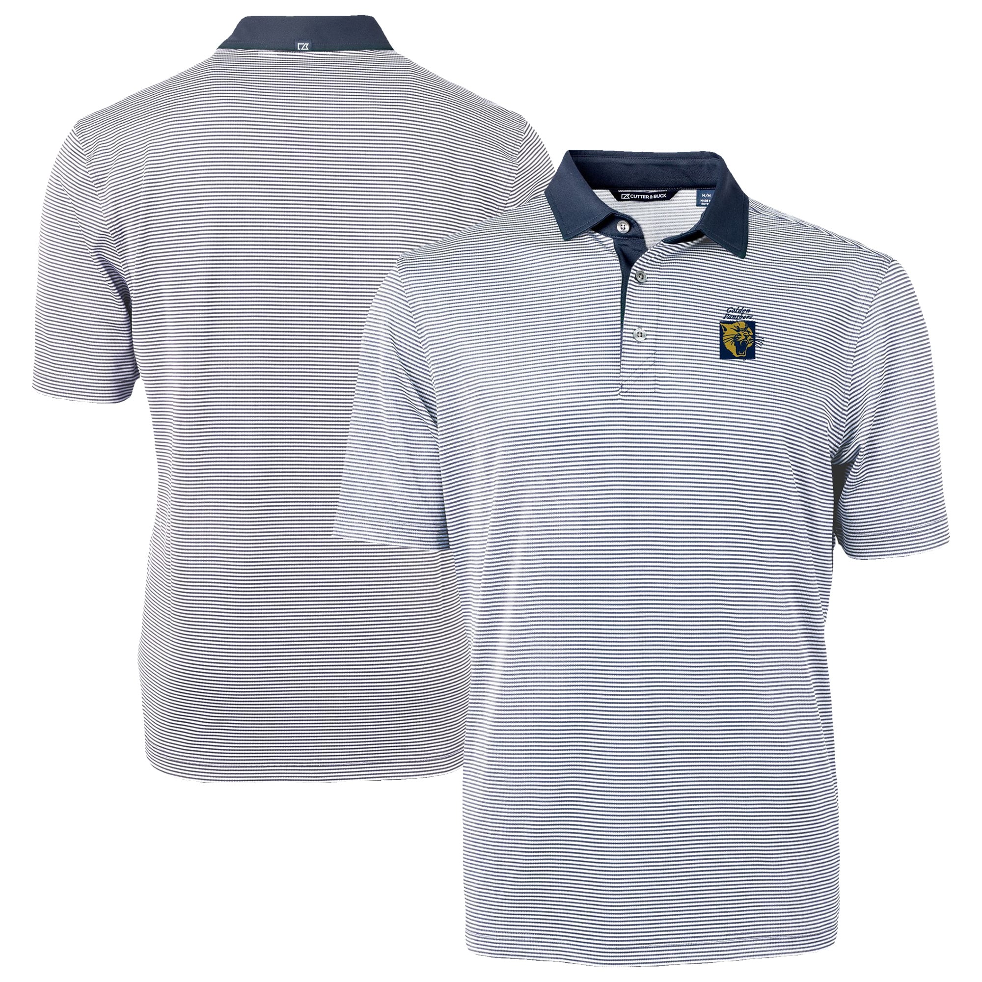 Men's Cutter & Buck  Navy/White FIU Panthers DryTec Virtue Eco Pique Recycled Polo
